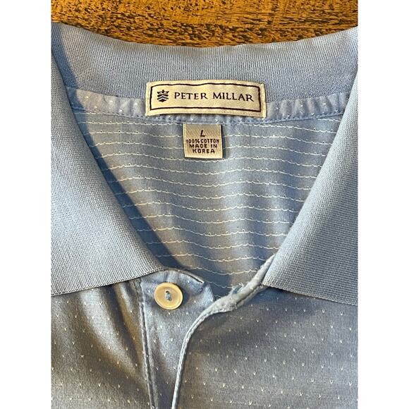 Mens Peter Millar Old Tag‎ Light Blue Cotton Short Sleeve Golf Polo Size Large - Picture 4 of 7